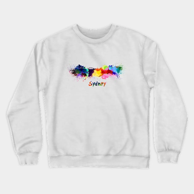 Sydney skyline in watercolor Crewneck Sweatshirt by PaulrommerArt